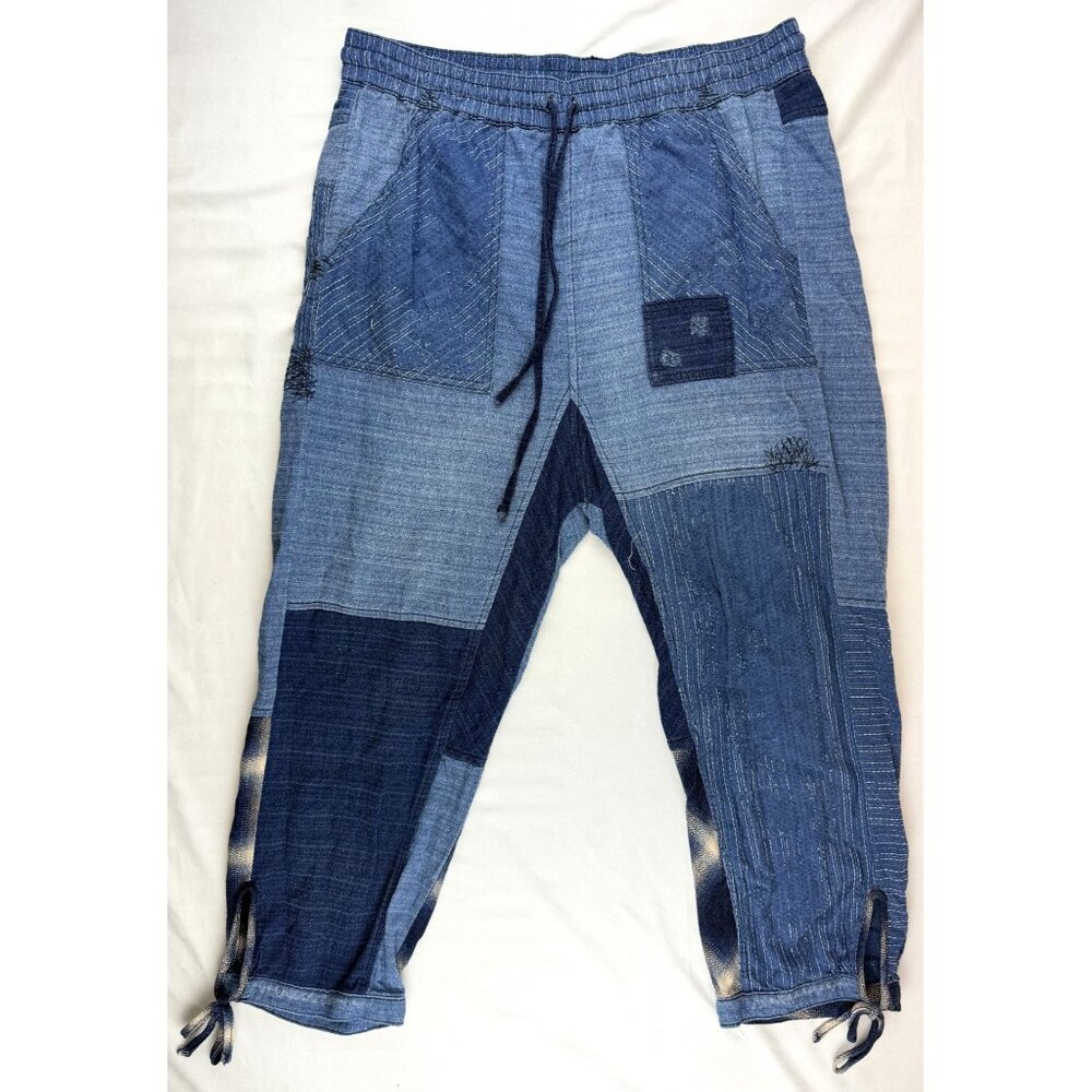 Free People Honey Bee Patched Denim Harem Pants Jeans Medium M - Picture 2 of 10